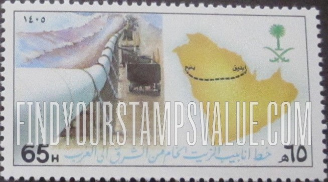 FindYourStampsValue: East-West Pipeline: Pipeline map - خط أنانيب الزيت الخام من الشرق الى الغرب: خريطة خط الأنانيب