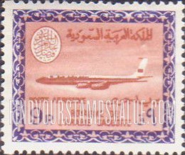 FindYourStampsValue: AIR POST: Saudi Airline Boeing 720-B Jet - البريد الجوّي: طائرة بوينغ 720 التّابعة للخطوط الجويّة السعودية