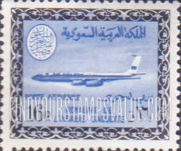 FindYourStampsValue: AIR POST: Saudi Airline Boeing 720-B Jet - البريد الجوّي: طائرة بوينغ 720 التّابعة للخطوط الجويّة السعودية