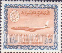 FindYourStampsValue: AIR POST: Saudi Airline Boeing 720-B Jet - البريد الجوّي: طائرة بوينغ 720 التّابعة للخطوط الجويّة السعودية
