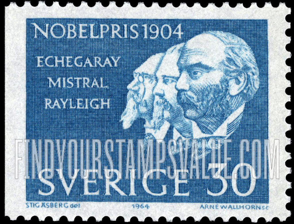 FindYourStampsValue: José Echegaray y Eizaguirre, Frédéric Mistral and John William Strutt, Lord Rayleigh