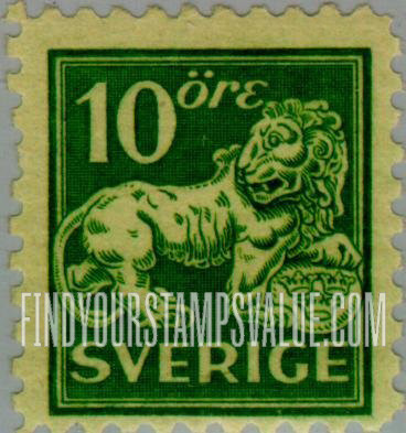 FindYourStampsValue: Heraldic Lion Supporting Arms of Sweden