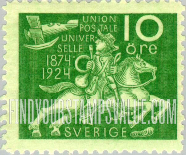 FindYourStampsValue: Universal Postal Union Congress: Postrider Watching Airplane
