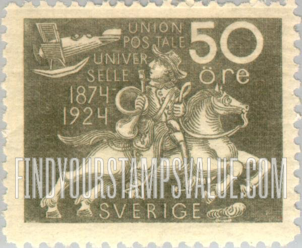 FindYourStampsValue: Universal Postal Union Congress: Postrider Watching Airplane