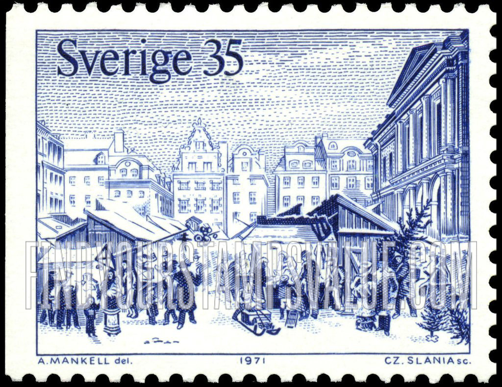 FindYourStampsValue: Christmas Customs (Old Prints): Christmas market