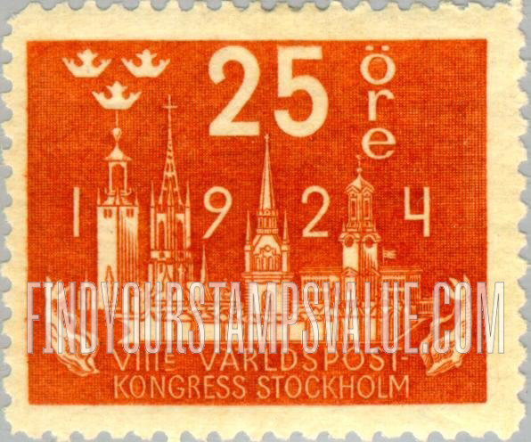 FindYourStampsValue: Universal Postal Union Congress: Composite View of Stockholm’s Skyline
