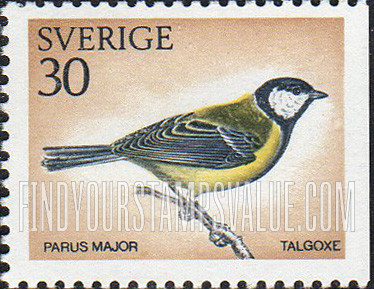 FindYourStampsValue: Birds: Great titmouse