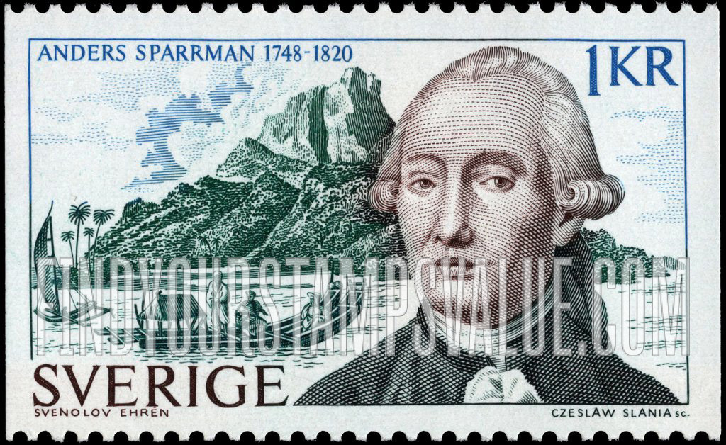 FindYourStampsValue: Swedish Explorers: Anders Sparrman (1748-1820) and Polynesian double canoe
