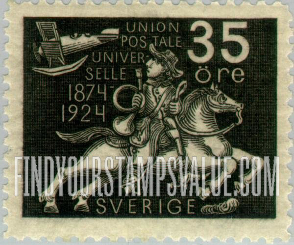 FindYourStampsValue: Universal Postal Union Congress: Postrider Watching Airplane