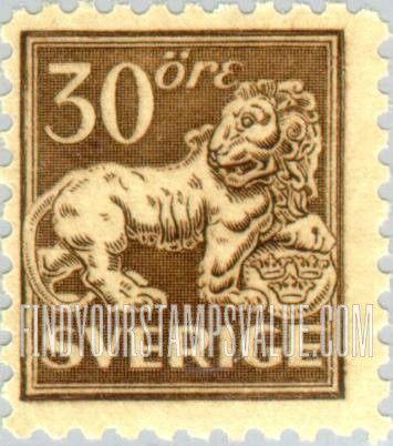 FindYourStampsValue: Heraldic Lion Supporting Arms of Sweden