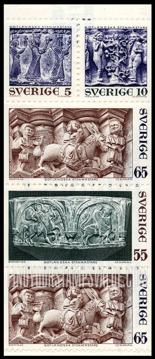 FindYourStampsValue: The Three Kings, Grotlingbo Church, Adam and Eve, Gammelgarn Church, Saint on horseback and Samson with the lion, Hogrän Church, Flight into Egypt, Stanga Church