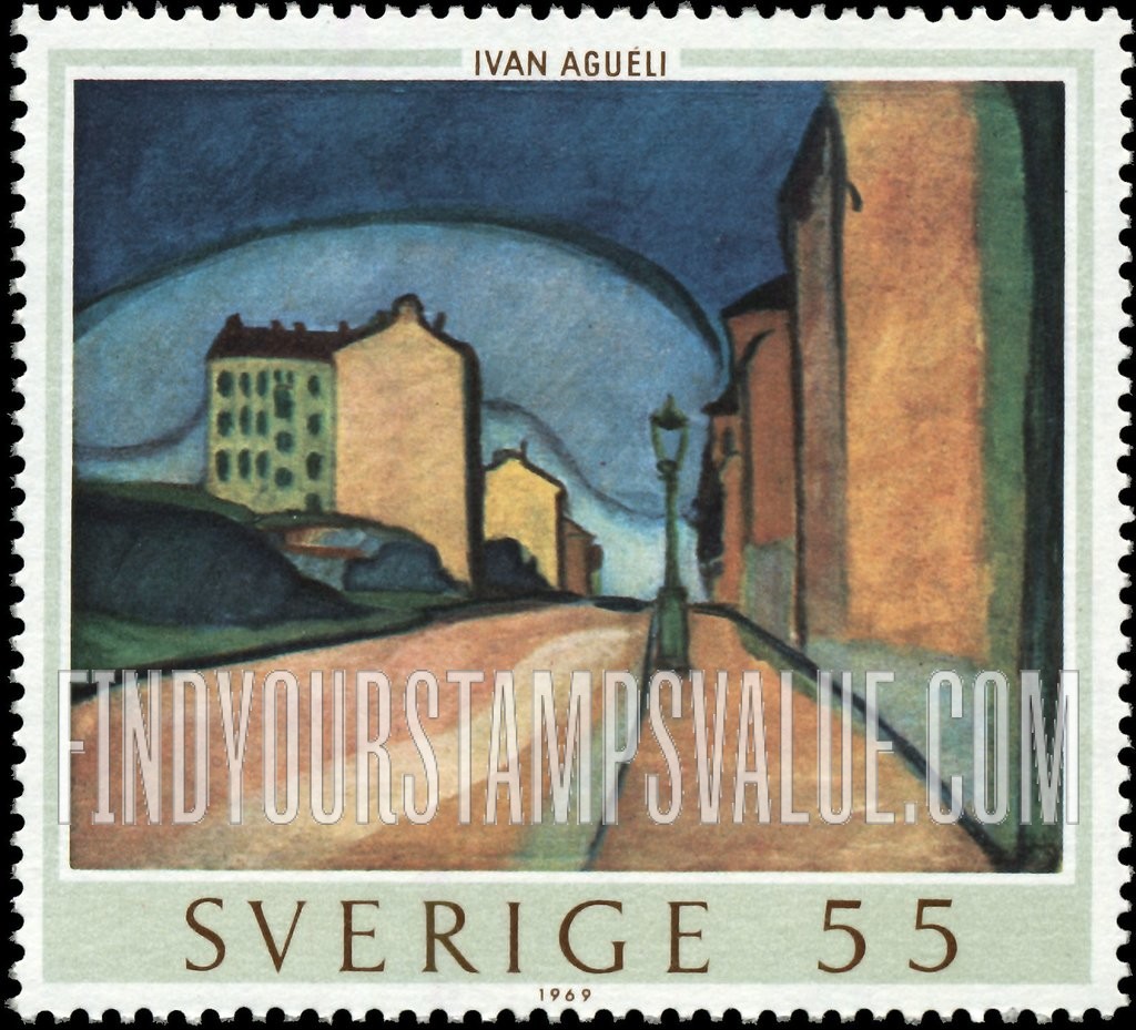 FindYourStampsValue: Paintings by Ivan Agueli: Street at night