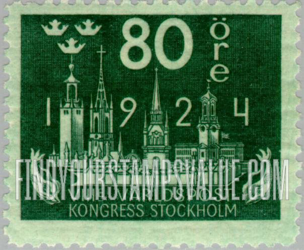 FindYourStampsValue: Universal Postal Union Congress: Composite View of Stockholm’s Skyline