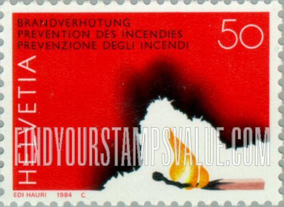FindYourStampsValue: Federal Administration, Fire Prevention: Flames, match