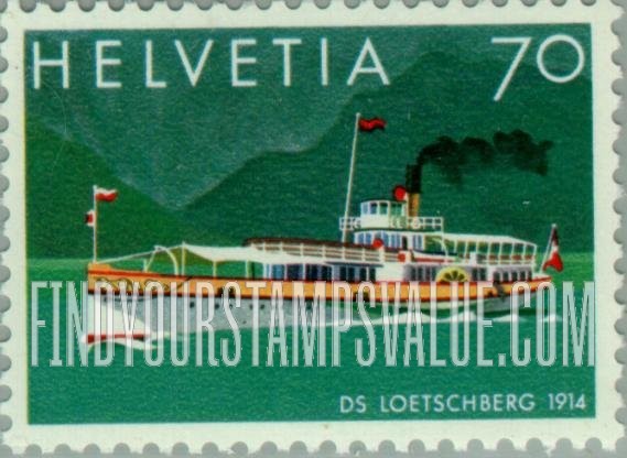 FindYourStampsValue: Federal Administration, Steamers on Swiss Lakes: DS Loetschberg, 1914