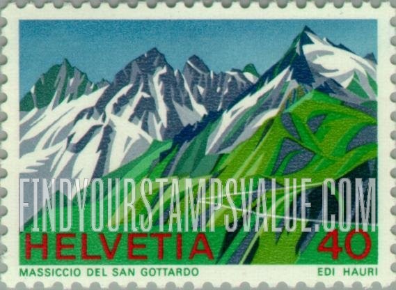 FindYourStampsValue: Federal Administration: St. Gotthard Mountains