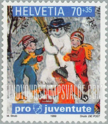 FindYourStampsValue: Semi-Postal, Christmas: Children, snowman