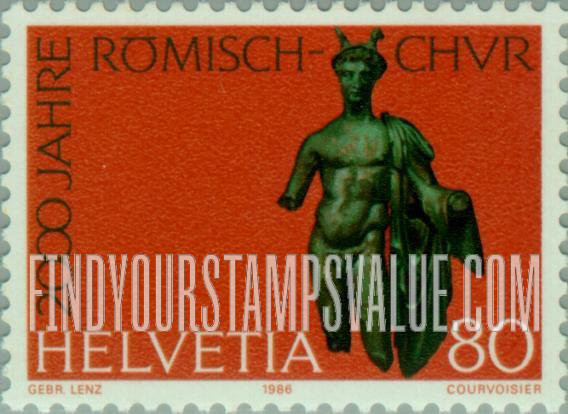 FindYourStampsValue: Federal Administration, Roman Chur Bimillennium: Mercury statue