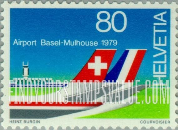 FindYourStampsValue: Federal Administration: Airport, Swissair and Air France Jets