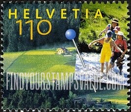 FindYourStampsValue: Federal Administration, Friends of Nature Switzerland, Centenary: People fording stream