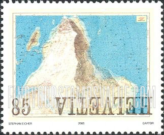 FindYourStampsValue: Federal Administration: Matterhorn Superimposed Over Inverted Map of Africa