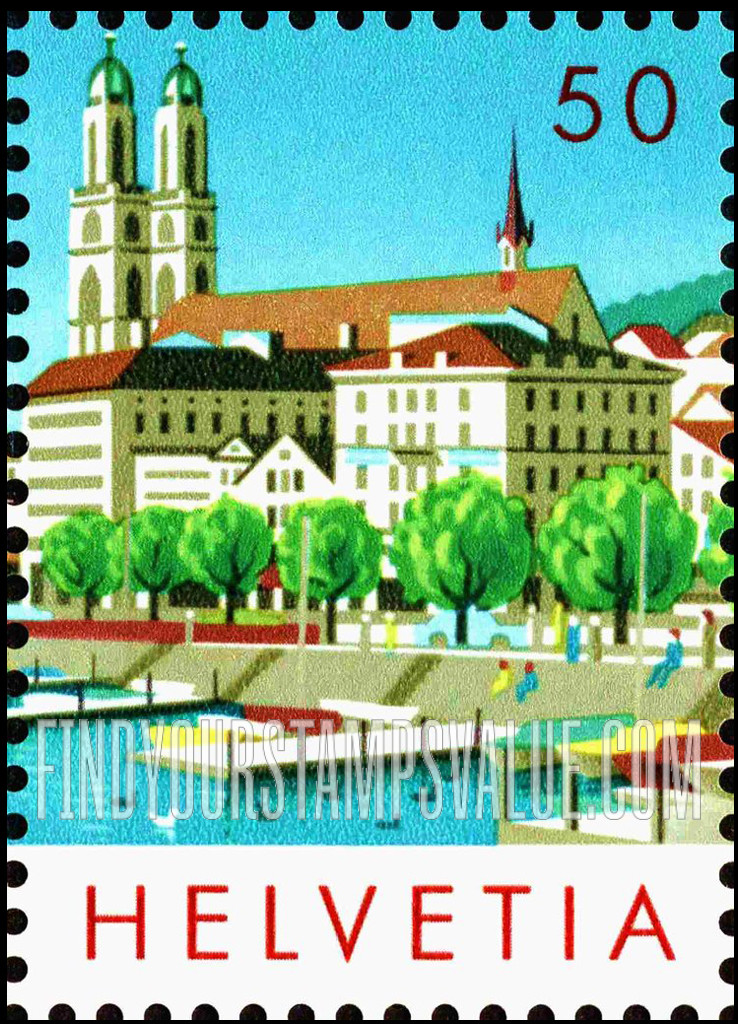FindYourStampsValue: Federal Administration: Panoramic View of Zurich