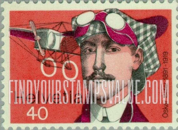 FindYourStampsValue: Federal Administration: Oskar Bider, Bleriot Monoplane