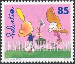 FindYourStampsValue: Federal Administration, Comic Strip “Titeuf”, by Zep, Titeuf: Giving spring flower to Nadia