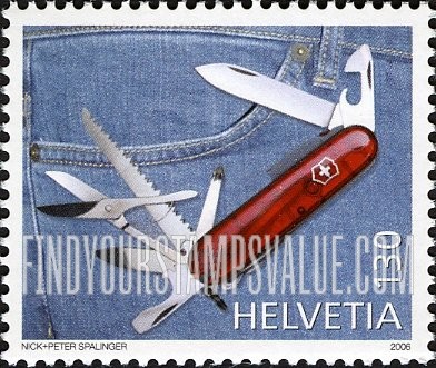 FindYourStampsValue: Federal Administration, Victorinox Swiss Army Knives: Modern model, blue jeans