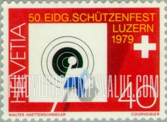 FindYourStampsValue: Federal Administration: Target Hit with Pole and Lucerne Flag