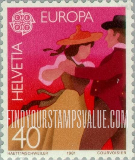 FindYourStampsValue: Federal Administration, Europa, 1981: Couple Dancing in Native Costumes