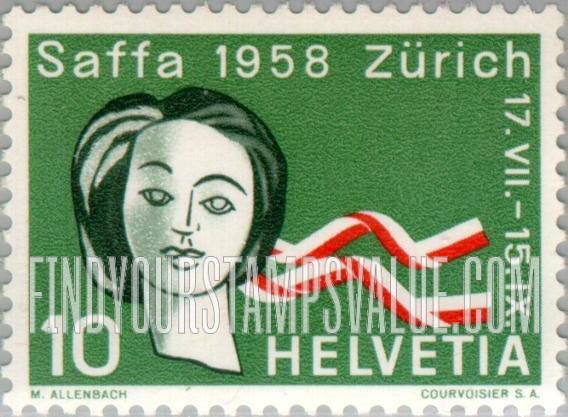 FindYourStampsValue: Federal Administration: Woman’s head and ribbons in Swiss colors