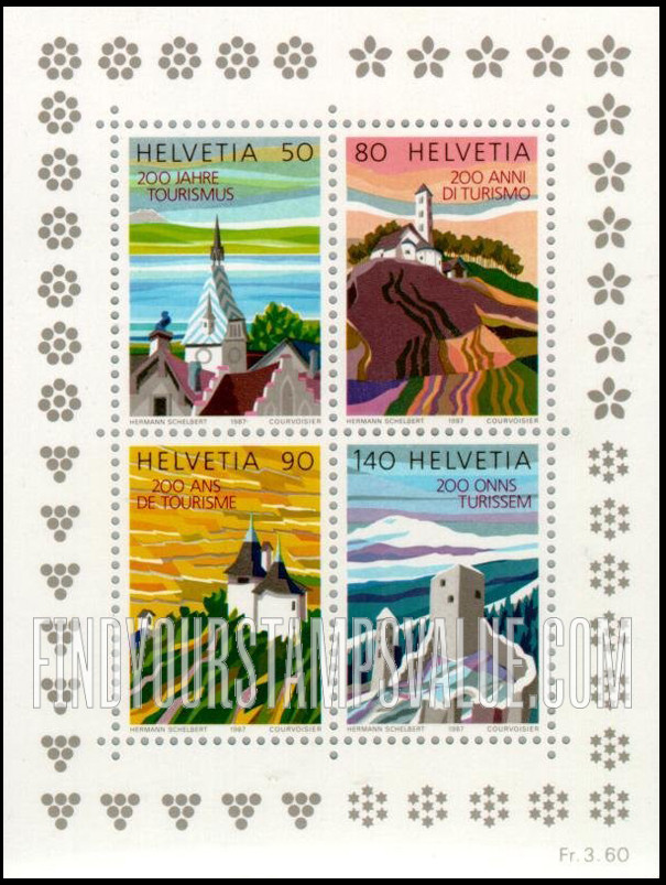 FindYourStampsValue: Federal Administration, Switzerland’s four language regions: Jorgenberg Castle ruins, Waltensburg/Vuorz, Surselva, Rhaeto-Romansh