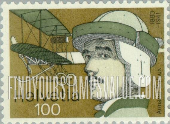 FindYourStampsValue: Federal Administration, Swiss Aviation Pioneers:  Armand Dufaux and Dufaux plane