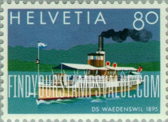 FindYourStampsValue: Federal Administration, Steamers on Swiss Lakes: DS Waedenswil, 1895