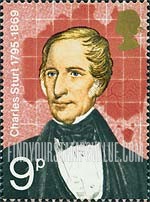 FindYourStampsValue: Great Britain (United Kingdom): British Explorers - Charles Sturt and Map of Australia
