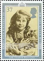 FindYourStampsValue: Great Britain (United Kingdom): Queen Mother, 90th Birthday - Portrait of Queen Elizabeth as Lady Elizabeth Bowes-Lyon