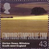 FindYourStampsValue: Great Britain (United Kingdom): Southwestern England Scenery - Norton Down, Wiltshire