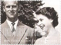 FindYourStampsValue: Great Britain (United Kingdom): Queen Elizabeth II, 80th Birthday - Queen with Prince Philip, 1950