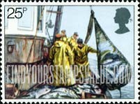 FindYourStampsValue: Great Britain (United Kingdom): Fishermen's Year and Royal National Mission to Deep Sea Fishermen Centenary - Hauling Seine Net