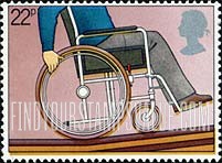 FindYourStampsValue: Great Britain (United Kingdom): International Year of the Disabled - Man in Wheelchair