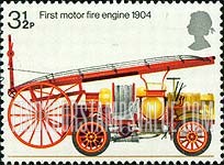 FindYourStampsValue: Great Britain (United Kingdom): Bicentennial of the Fire Prevention Act - First Motorized Fire Engine, 1904