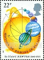 FindYourStampsValue: Great Britain (United Kingdom): Sir Isaac Newton, Physicist, Mathematician - Motion of Bodies in Ellipses
