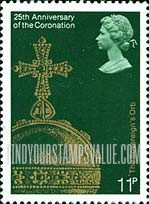 FindYourStampsValue: Great Britain (United Kingdom): 25th Anniversary of Coronation of Elizabeth II - The Sovereign's Orb