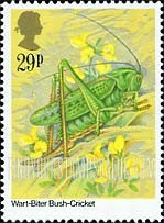 FindYourStampsValue: Great Britain (United Kingdom): Insects - Wart-Biter Bush-Cricket