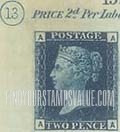 FindYourStampsValue: Great Britain (United Kingdom): Queen Victoria - Two Pence Blue