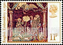 FindYourStampsValue: Great Britain (United Kingdom): Christmas (English Medieval Embroideries) - Angel appearing to the Shepherds