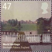 FindYourStampsValue: Great Britain (United Kingdom): UNESCO World Heritage Sites in Great Britain and Australia - Blenheim Palace, England