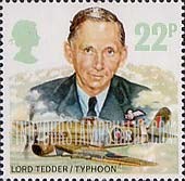 FindYourStampsValue: Great Britain (United Kingdom): Royal Air Force Commanders and Aircraft - Lord Tedder, Hawker Typhoon