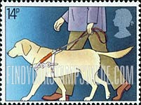 FindYourStampsValue: Great Britain (United Kingdom): International Year of the Disabled - Guide Dog leading Blind Man